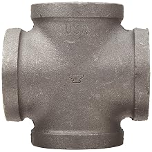 Anvil Malleable Iron Pipe Fitting, Class 150, Cross, NPT Female, Black Finish