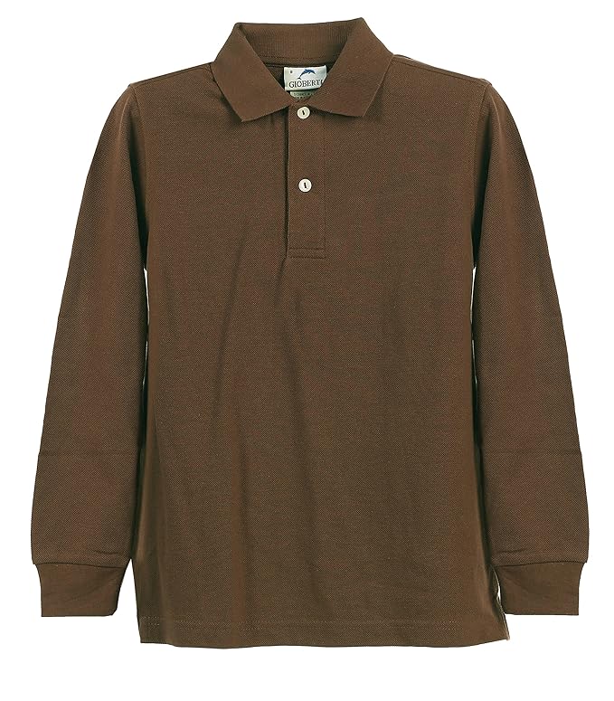 Amazon.com: Big Boys Girls Brown Long Sleeve School Uniform Polo ...