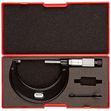 Starrett 436.1 Series Outside Micrometer, Ratchet Stop, Lock Nut, Carbide Faces, Metric
