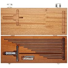 Brown & Sharpe 599-603-148-3 Vernier Depth Gauge, Micrometer Type, 0-12" Range, 0.001" Graduation, +/-0.003mm Accuracy, 4" Base, 12 Rods