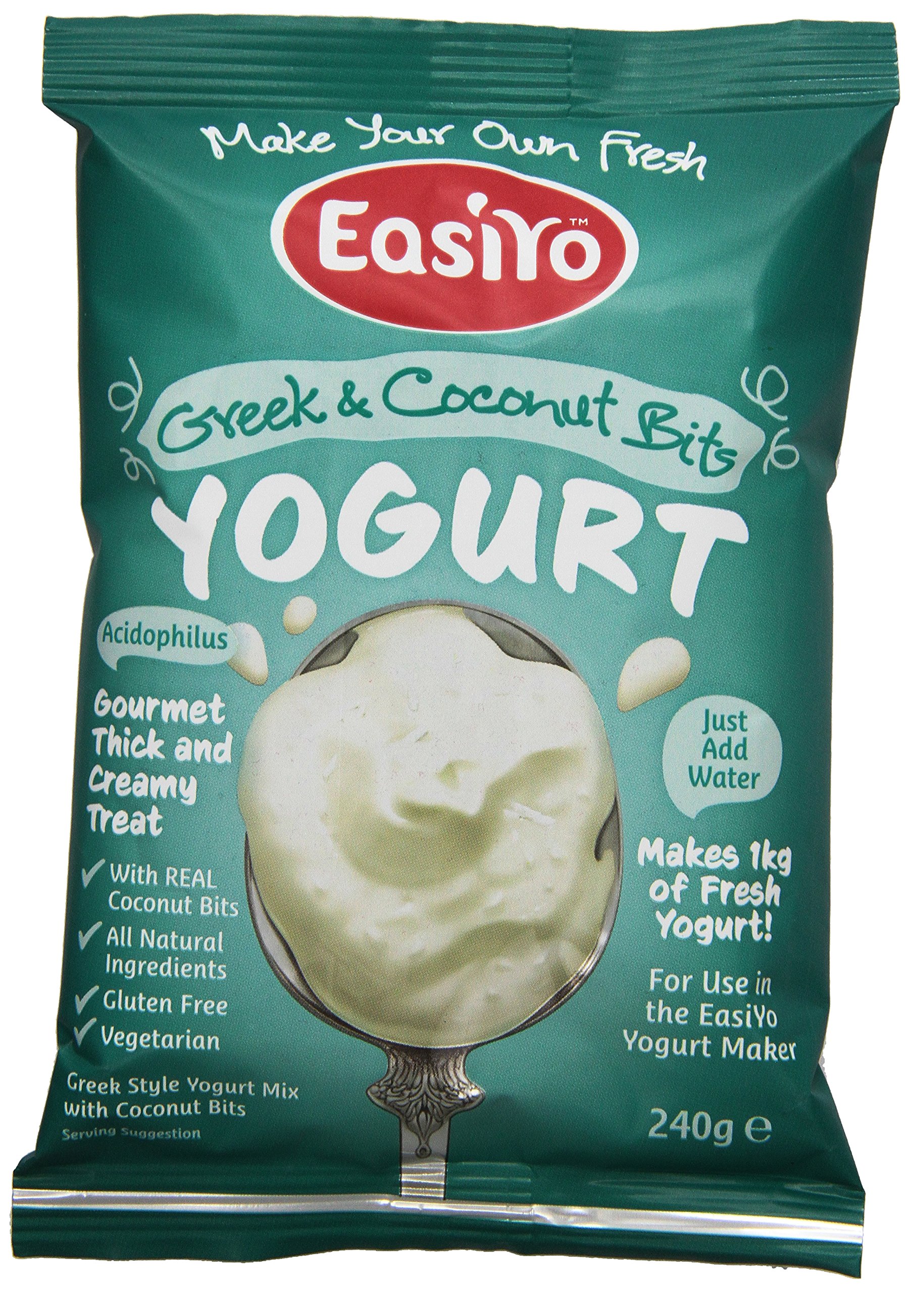 EasiYo Yogurt Mix Greek Style and Coconut Bits 8 Count Greek & Coconut