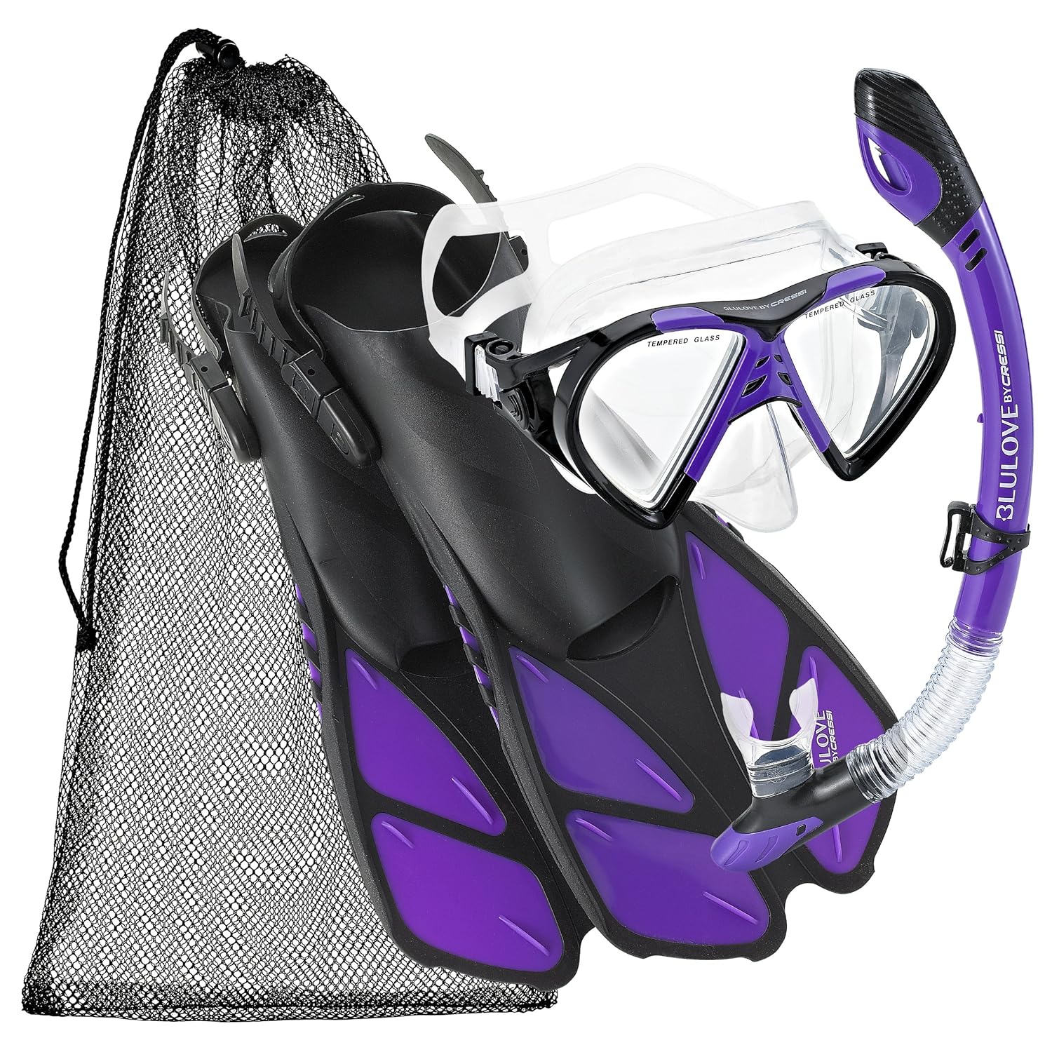 Cressi Swim Snorkeling Mask Fin Snorkel Set with Carry Bag, Adult