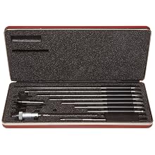 Starrett 124BZ Solid-Rod Vernier Inside Micrometers Set, 2-12" Range, 0.001" Graduation, +/-0.0001" Accuracy, With Case