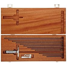 Brown & Sharpe 599-603-128-3 Vernier Depth Gauge, Micrometer Type, 0-12" Range, 0.001" Graduation, +/-0.003mm Accuracy, 2.5" Base, 12 Rods