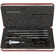 Starrett 124MAZ Solid-Rod Vernier Inside Micrometers Set, 50-200mm Range, 0.01mm Graduation, +/-0.003" Accuracy, With Case