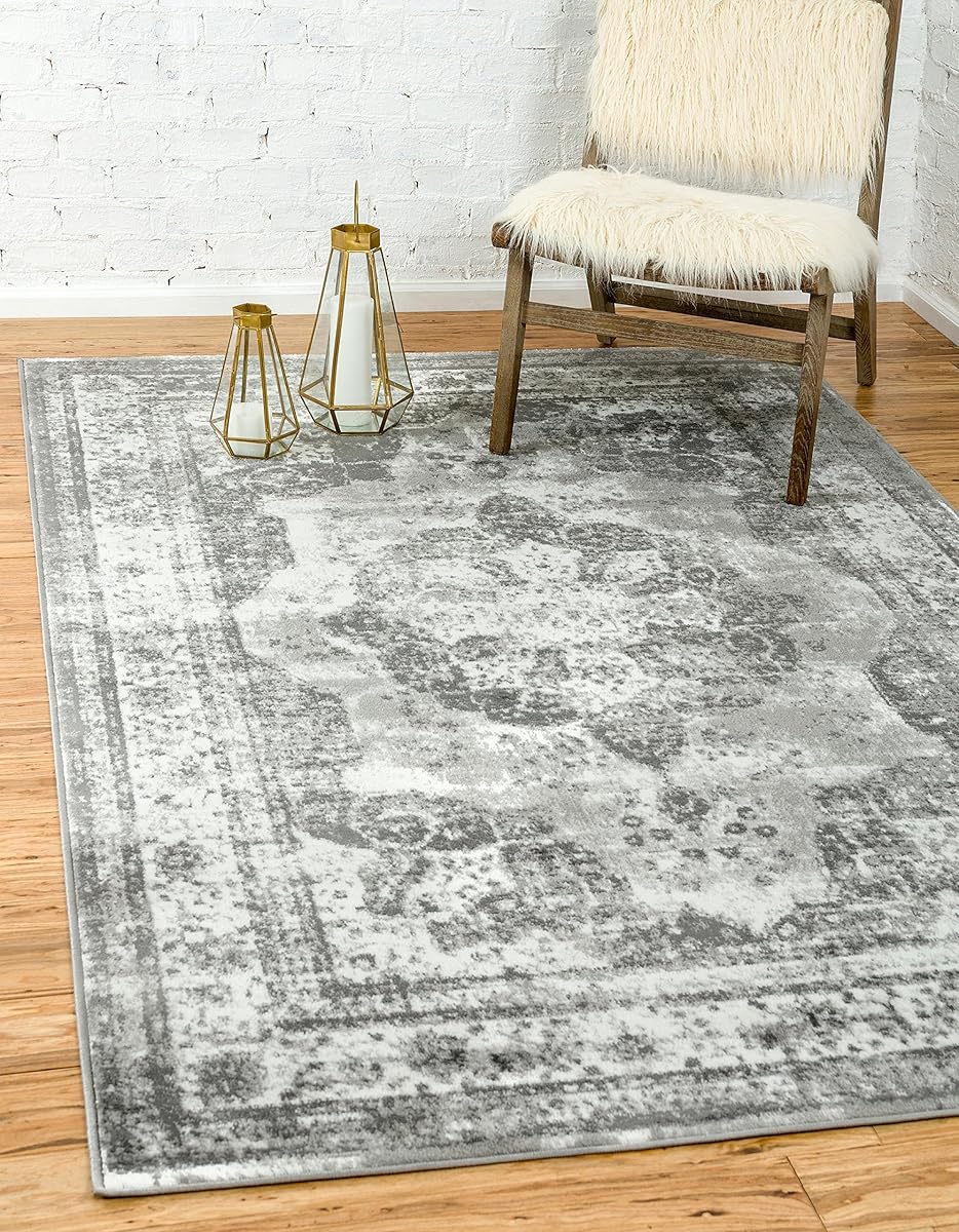 Unique Loom Sofia Collection Gray 8 x 10 Area Rug (8 x 10)