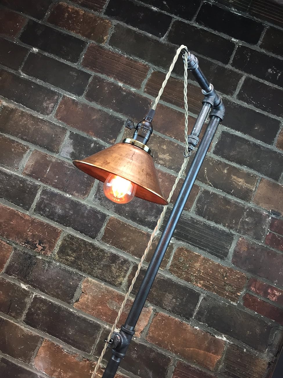 Industrial Style Floor Lamp Pendant Edison Bulb Copper Shade