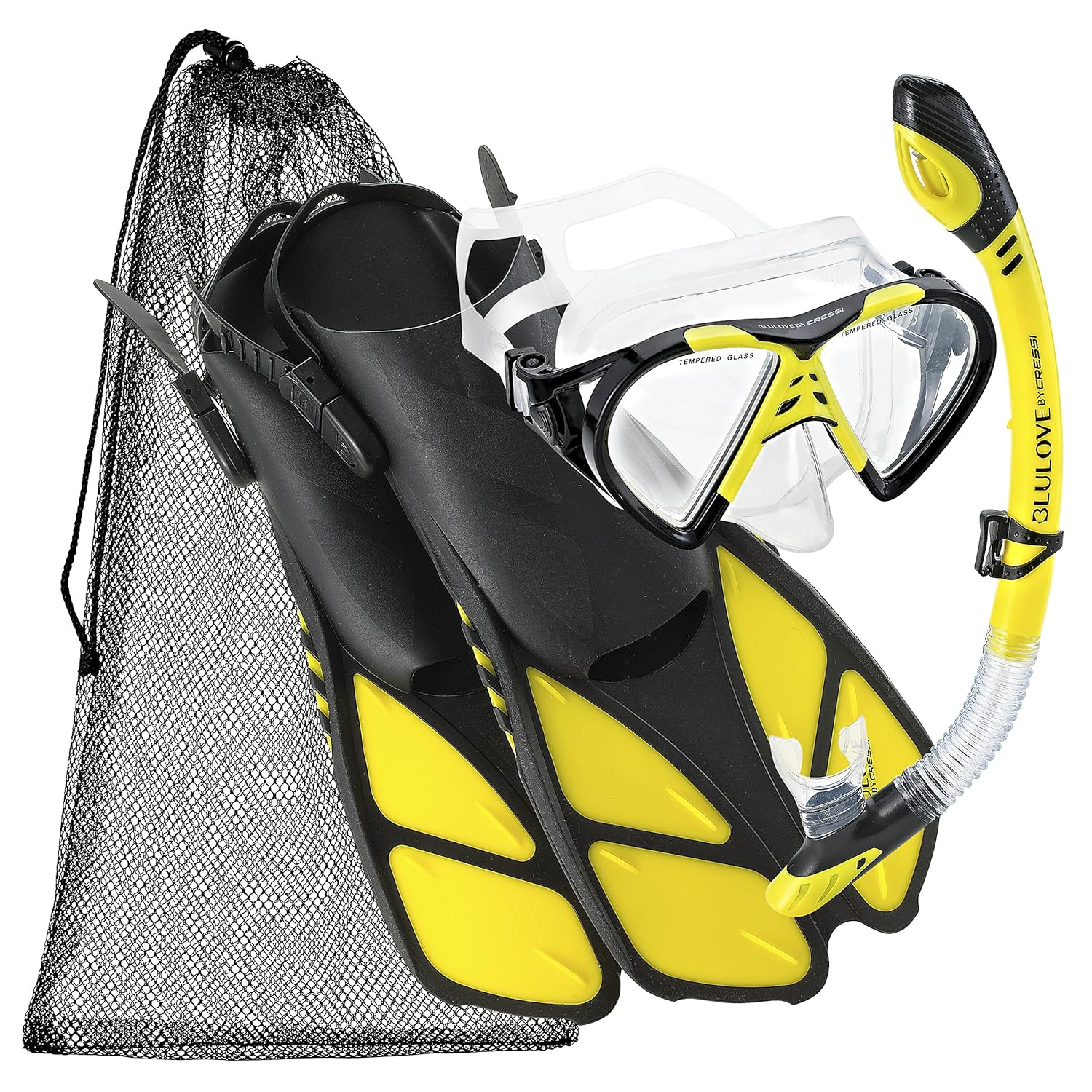 Cressi Swim Snorkeling Mask Fin Snorkel Set with Carry Bag, Adult