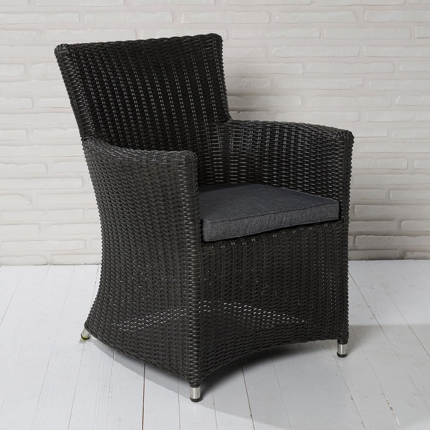 4 XL Korbsessel Gartensessel grau Gartenstühle Gartenmöbel Set