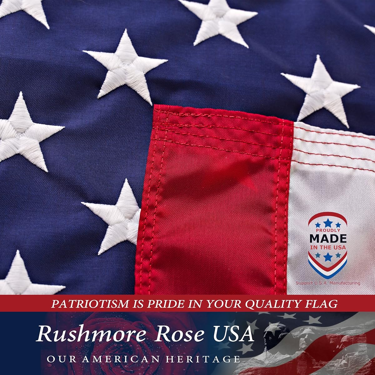 American Flag Made in USA. Premium 3x5 US Flags. Embroidered Stars