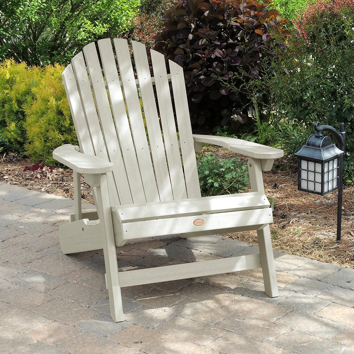 Highwood King Hamilton Folding and Reclining Adirondack Chair, Whitewash