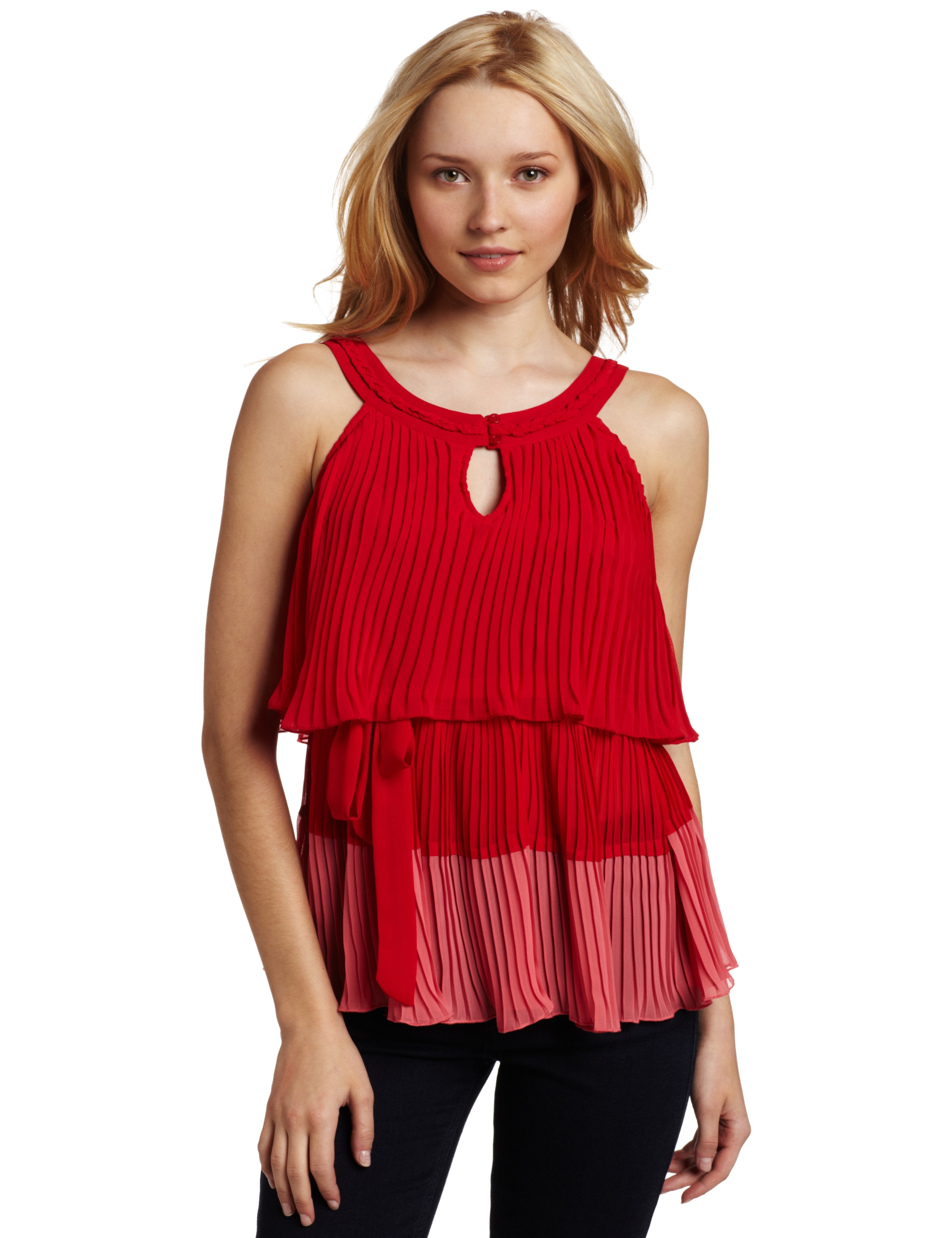 XOXO Juniors Pleated Colorblock Top