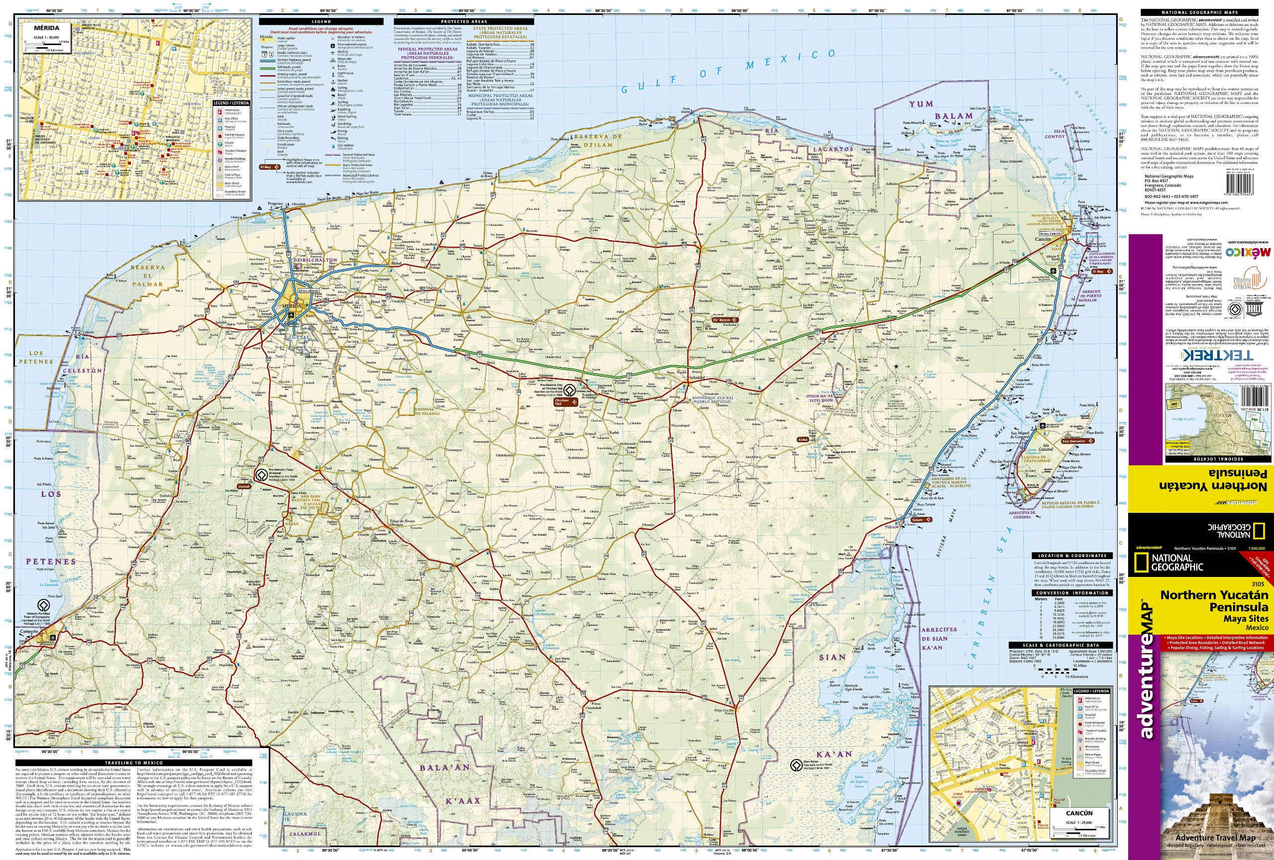 Road Map Mexico Yucatan