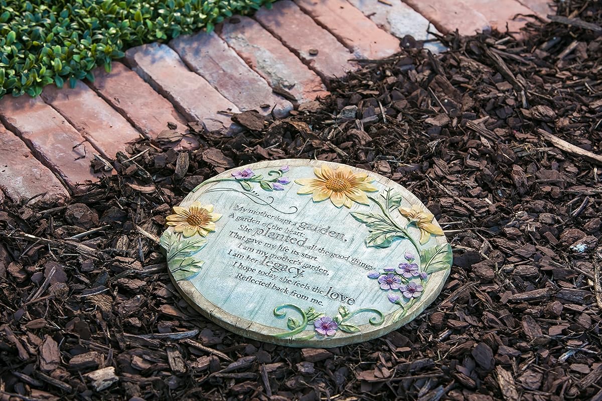 Evergreen Garden Mother’s Garden Polystone Memorial Stepping Stone 12”W x 0.5”D x 12”H