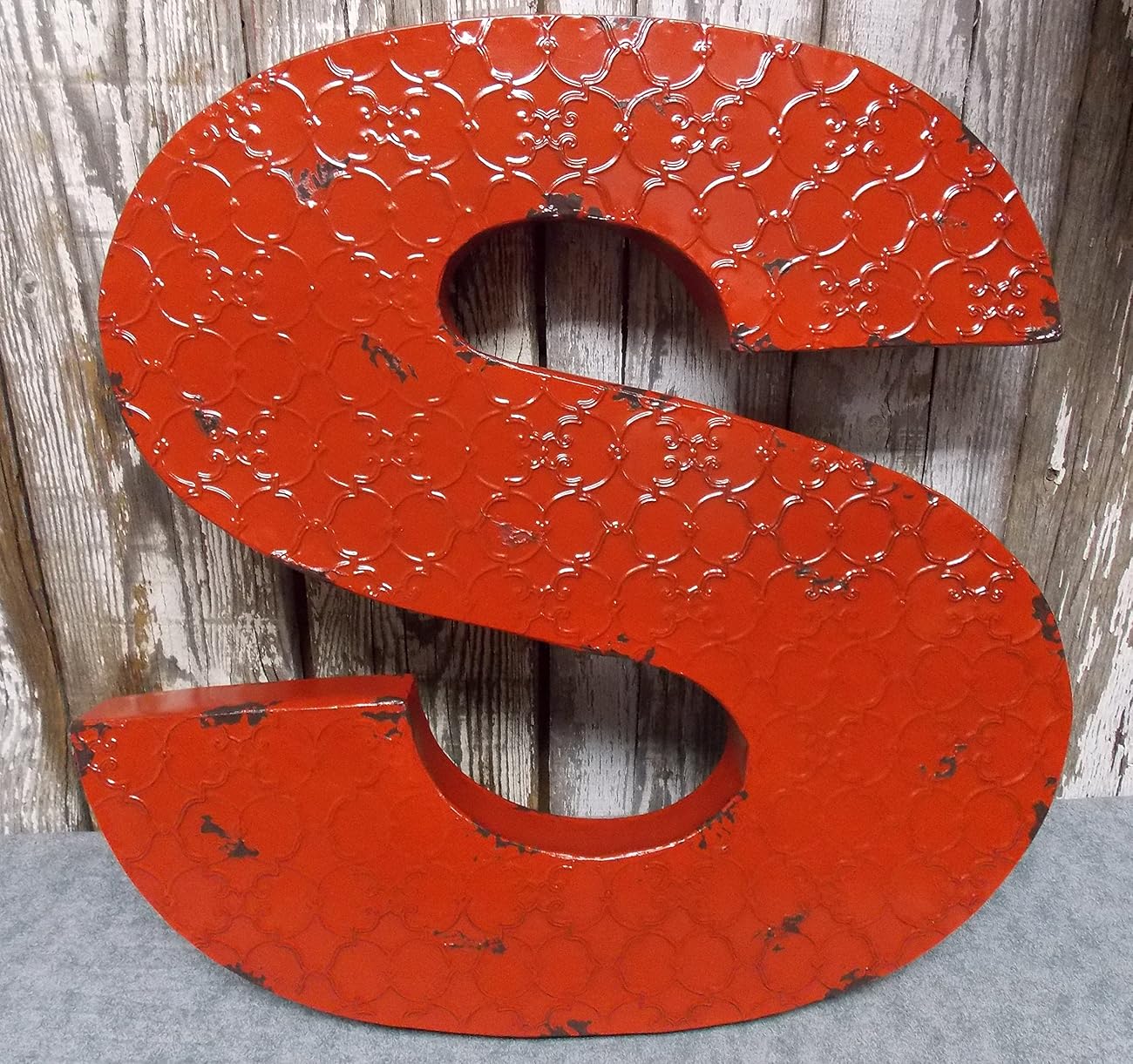 Fun 20" x 20" x 2" All Metal 3D Industrial RED Metal Wall LETTER " S