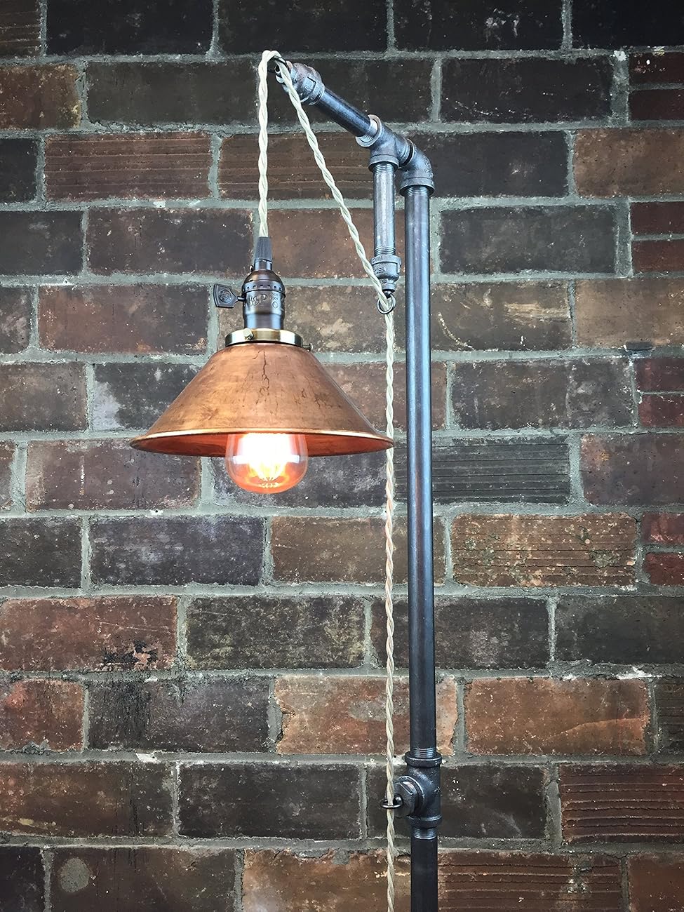 Industrial Style Floor Lamp Pendant Edison Bulb Copper Shade
