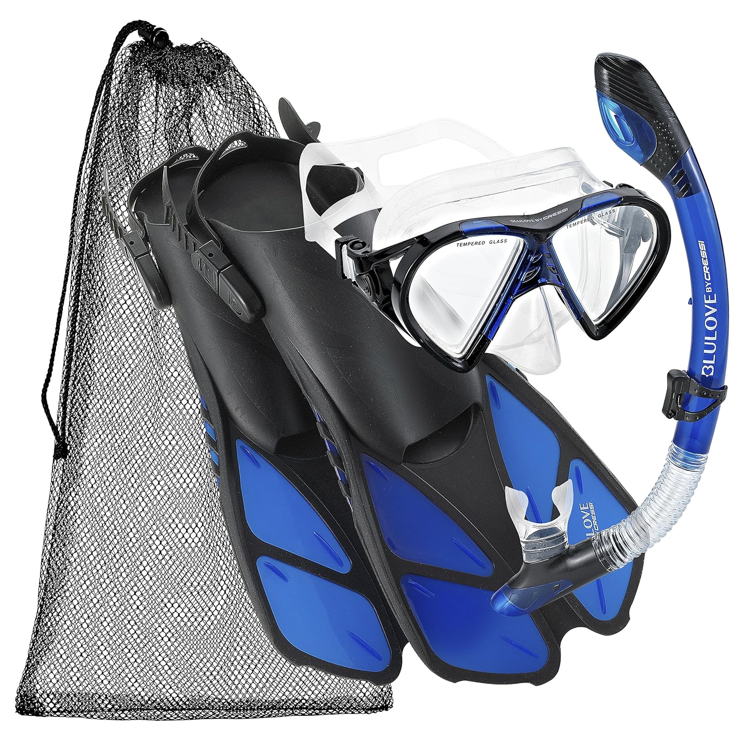 Cressi Swim Snorkeling Mask Fin Snorkel Set with Carry Bag, Adult