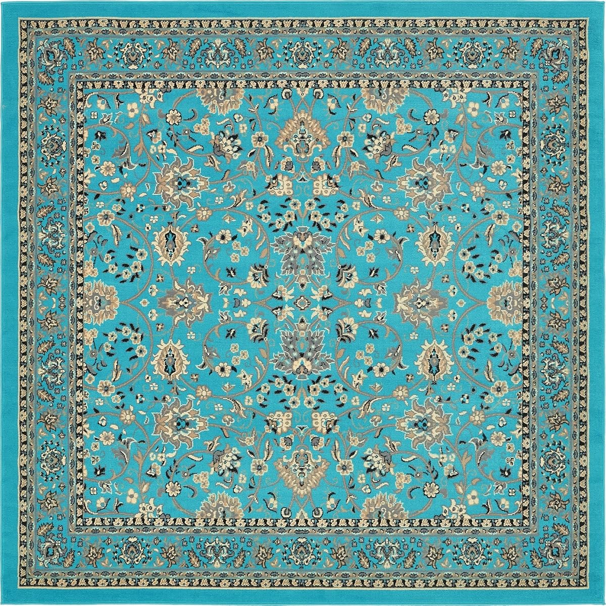 Unique Loom 3134491 8 Feet 0 Inches (8 0" Square) Kashan Area Rug, 8 x