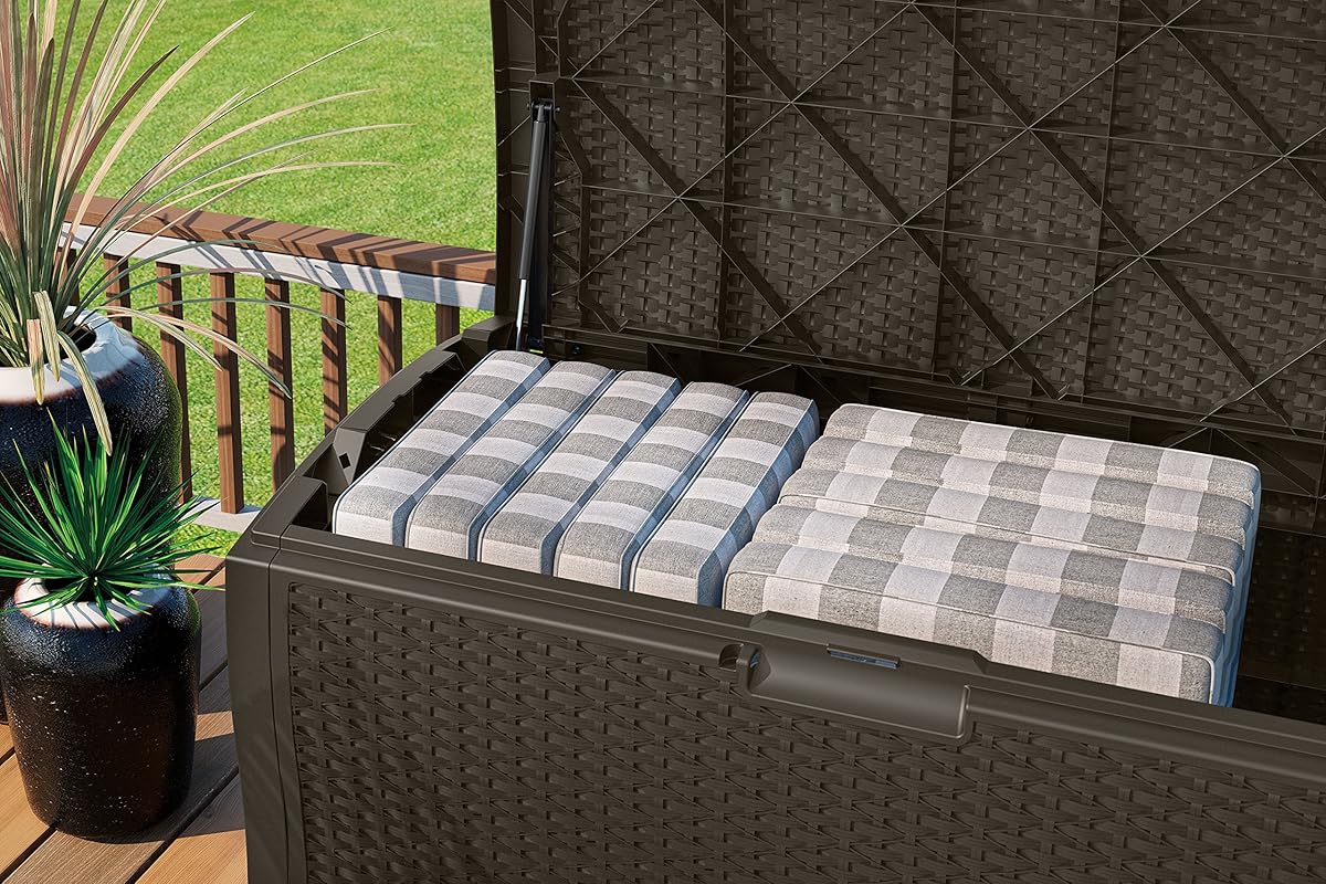Suncast DBW9935 Resin Rattan Deck Box, 122Gallon