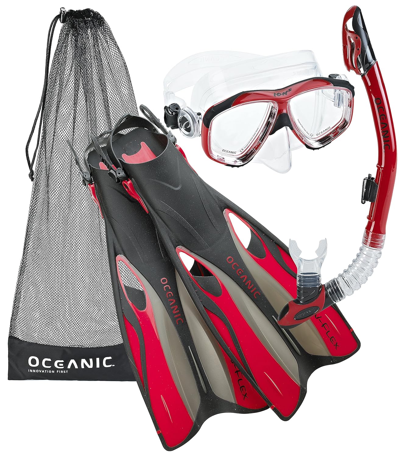 Oceanic Ion Sport Scuba Snorkeling Dive Mask, VFlex Fins, UltraDry