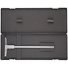 Brown & Sharpe TESA 00510212 Vernier Depth Gauge, Caliper Type, 0-250mm Range, 0.02mm Graduation, +/-0.03mm Accuracy, Rotary Stop Plate