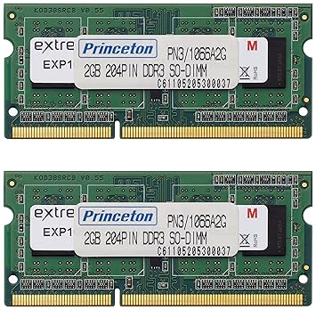 【クリックで詳細表示】プリンストン DOS/V ノート用メモリ 4GB(2GBx2枚組) PC3-8500 DDR3-SDRAM (2Gbit/256x8) PDN3/1066-A2GX2