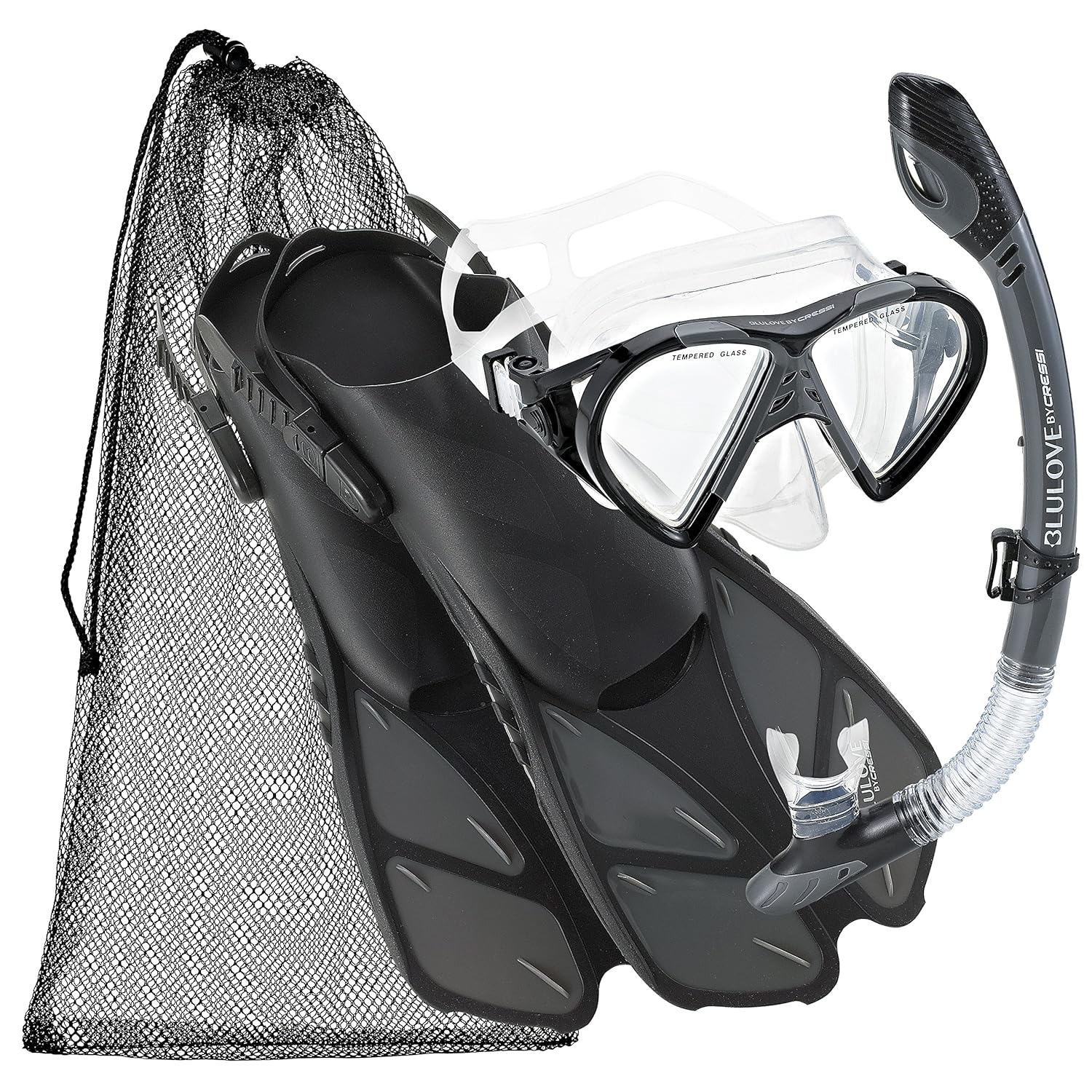 Cressi Swim Snorkeling Mask Fin Snorkel Set with Carry Bag, Adult