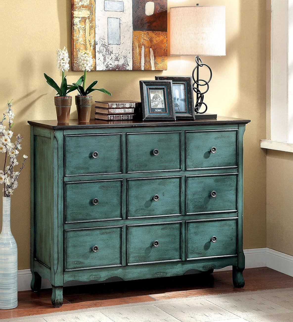 Furniture of America Camina Vintage Style Storage Chest, Antique Green