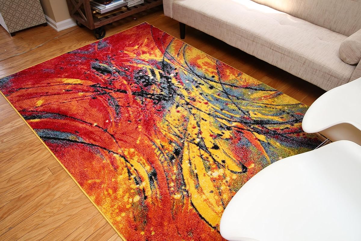 Feraghan/Radiance Collection ant6005_8x11 Art Contemporary Collection Modern Splat Wool Area Rug