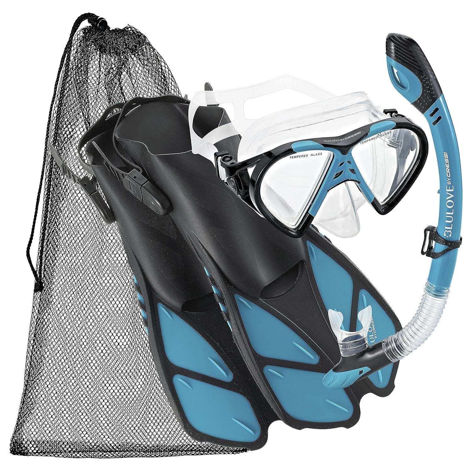 Cressi Swim Snorkeling Mask Fin Snorkel Set with Carry Bag, Adult