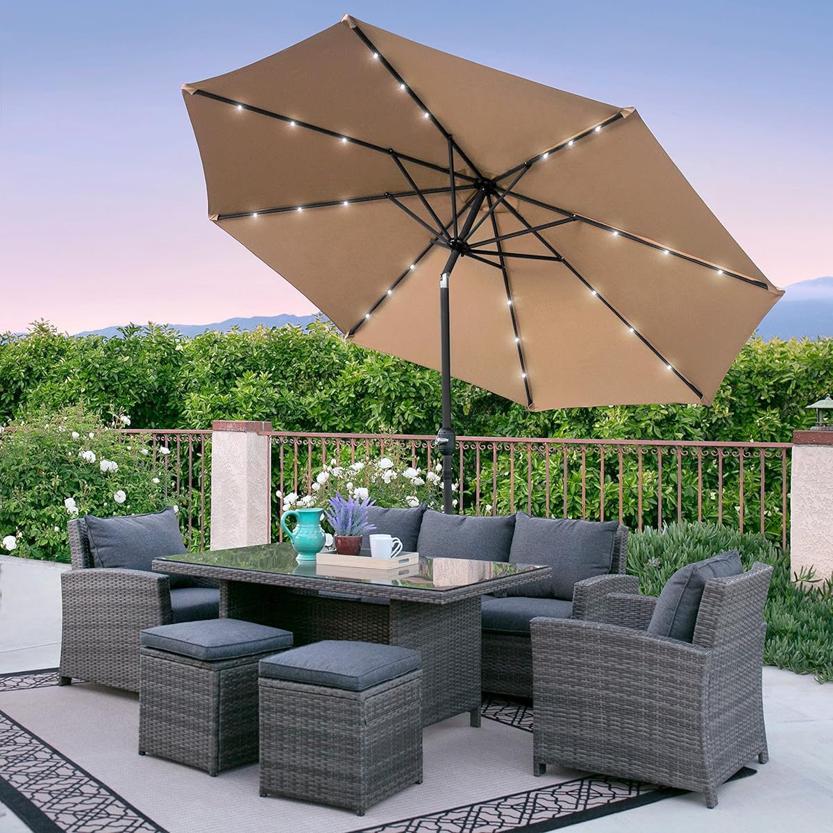 Best Choice Products 10ft Solar LED Lighted Patio Umbrella w/Tilt