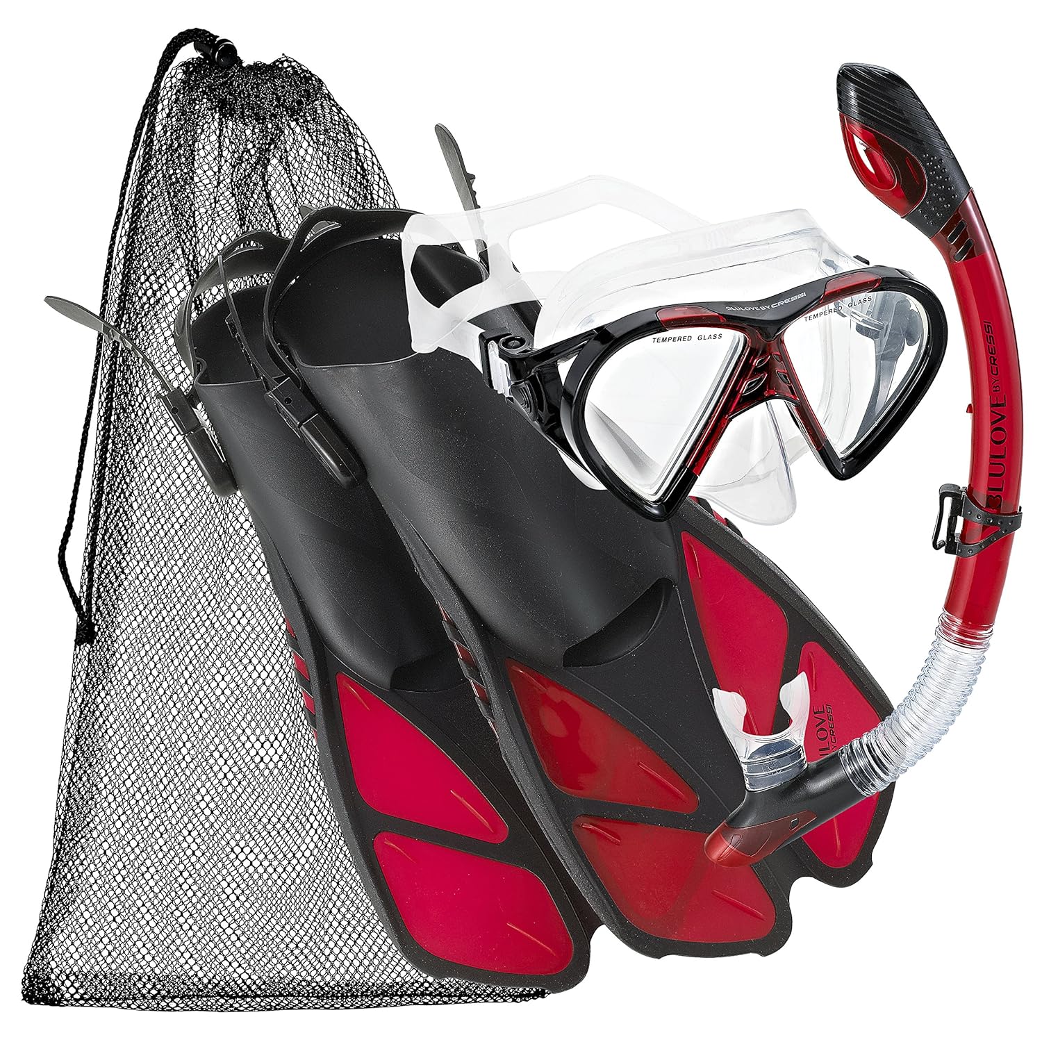 Cressi Swim Snorkeling Mask Fin Snorkel Set with Carry Bag, Adult