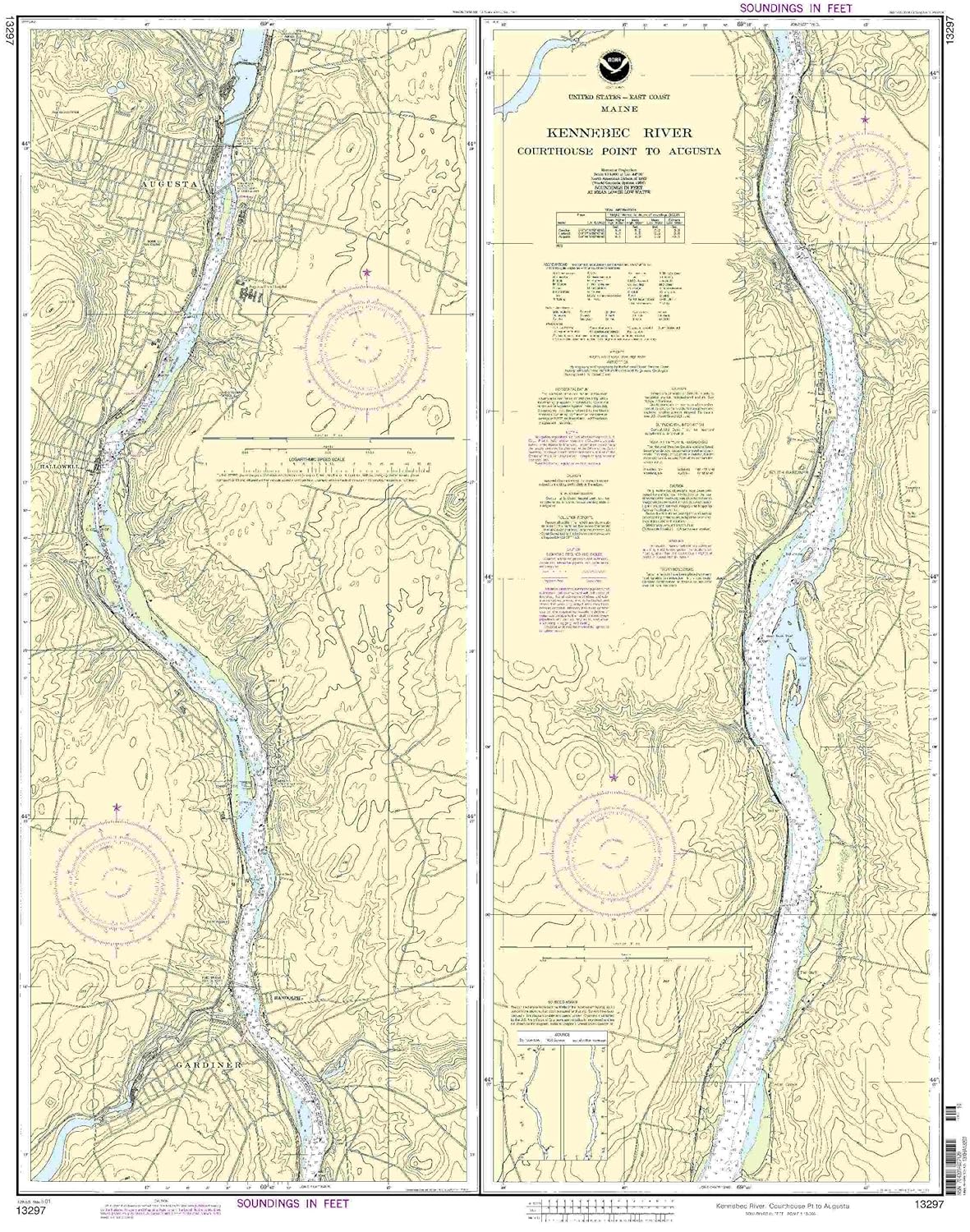 NOAA Chart Kennebec River Courthouse Point to Augusta 11th Edition 13297 eBay