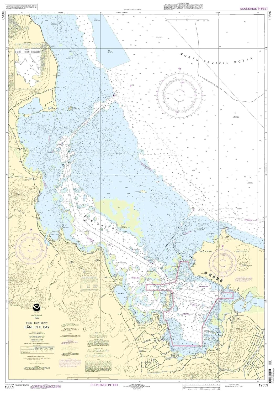 NOAA Chart Oahu East Coast Kaneohe Bay 12th Edition 19359 eBay