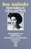Braun, Helmut: Rose Auslander: Materialien Zu Leben Und Werk Braun, Helmut: Rose Auslander: Materialien Zu Leben Und Werk