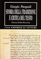 Storia della tradizione e critica del testo&hellip;