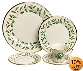 Lenox Holiday 20-Piece Gold-Banded Fine China Dinnerware Set, Service for 4