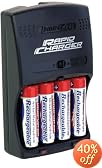 DigiPower DPS-3000+ 3-Hour AA/AAA Rechargeable Battery Kit with 4 AA 2700 mAh Batteries and Car Charger