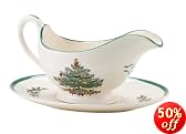 Spode Christmas Tree Sauce Boat and Stand