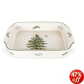 Spode Christmas Tree Rectangular Handled Dish, 15-Inch
