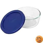 Pyrex Storage 2-Cup Round Dish, Clear with Blue Lid