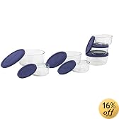 Pyrex Storage 14-Piece Round Set, Clear with Blue Lids
