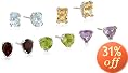 Sterling Silver Peridot, Garnet, Amethyst, Blue Topaz & Citrine Stud Earring Set