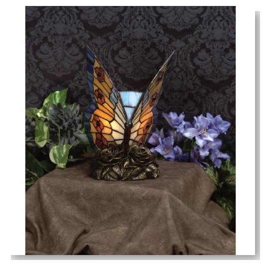 Quoizel Orange Butterfly Tiffany 1 Light Accent Lamp