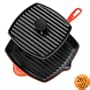 Le Creuset Enameled Cast-Iron Panini Press and Skillet Grill, Flame