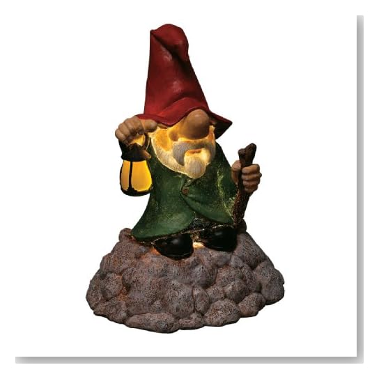 Sculptural Gardens by Heritage Farms 3321 Gnome with Lantern Garden Light