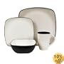 Corelle Hearthstone Stoneware Square 16-Piece Dinnerware Set, Service for 4, Royal White