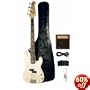 AB 43" Electric Bass Guitar with 10 Watt Amp Combo - Silver
