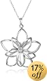Sterling Silver Open Double Flower Pendant, 16 - 18 inches