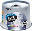 TDK CD-Rデータ用 32倍速対応シルバープリンタブル ポットケース入り50枚パック [CD-R80ESX50PS]